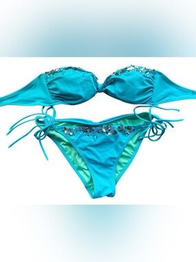 Victoria's Secret  Turquoise & Mint Bikini XS Top and SM Bottoms
